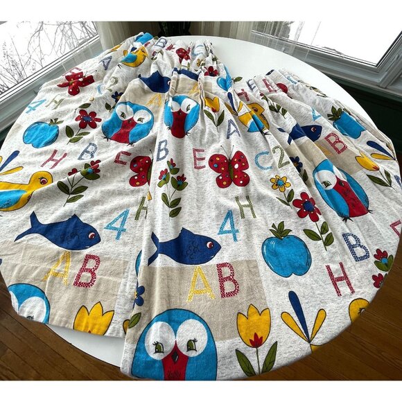 Vintage 70s nursery curtains, children bedroom, retro kitsch pleated panels - Picture 4 of 10